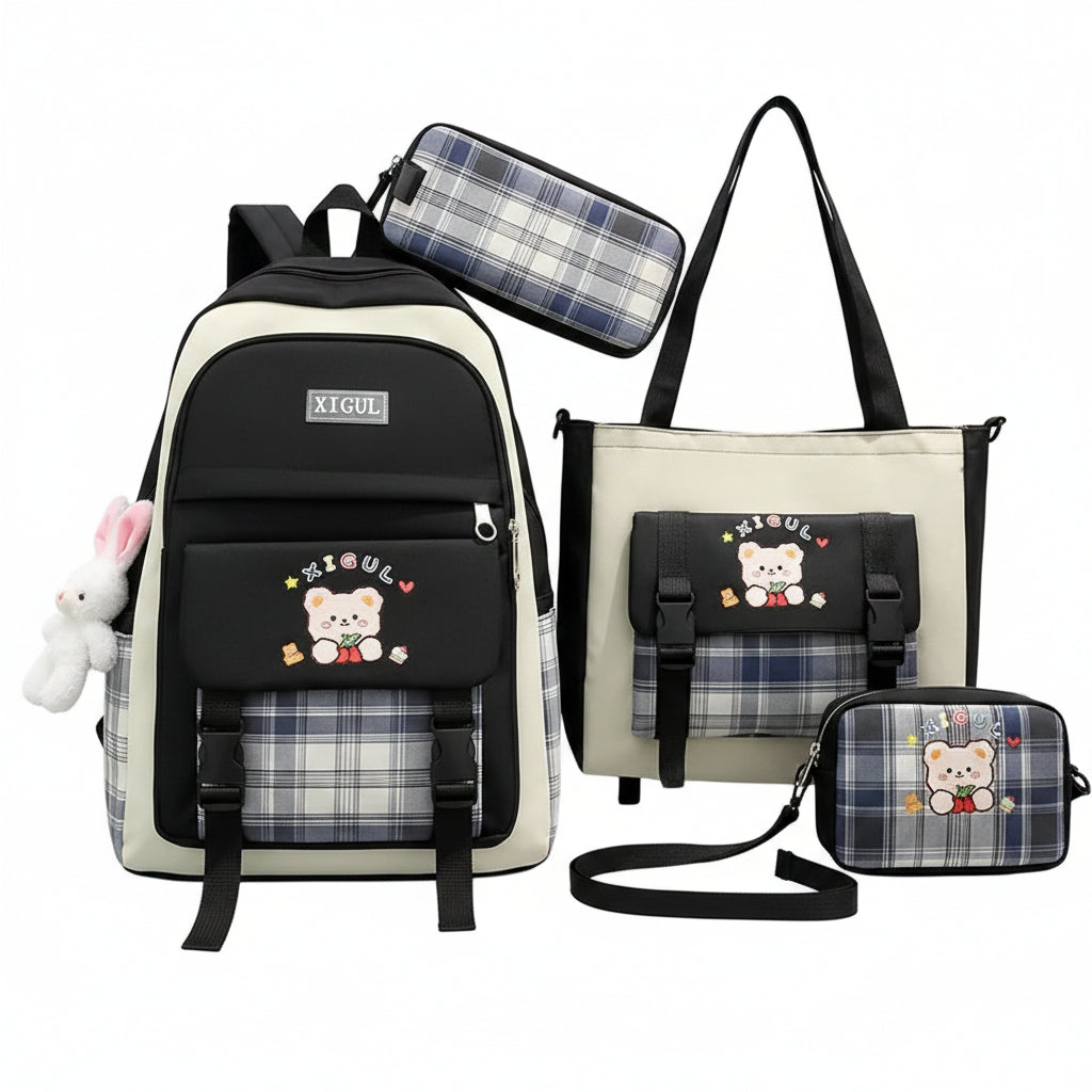 Plaid School Backpack Set