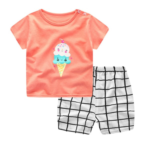 Cartoon T-shirt and shorts Girls and Boys Casual Sets