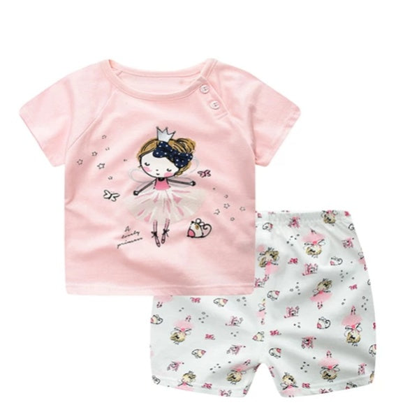 Cartoon T-shirt and shorts Girls and Boys Casual Sets