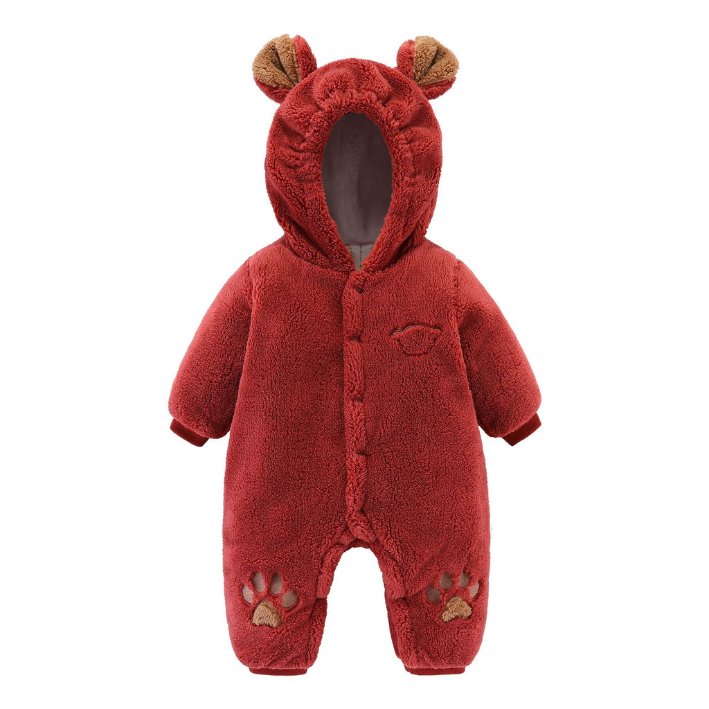 Cozy Quilted Baby Hooded Bear Onesies