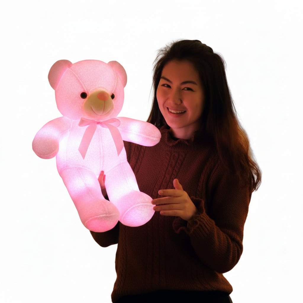 Creative Light Up LED Teddy Bear Stuffed Animals Plush Toy Colorful Glowing Christmas Gift For Kids Pillow