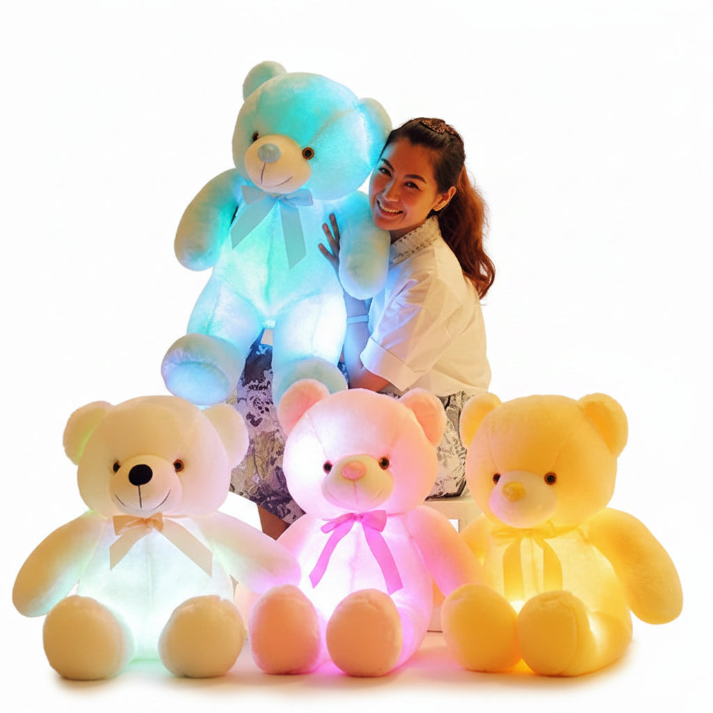 Creative Light Up LED Teddy Bear Stuffed Animals Plush Toy Colorful Glowing Christmas Gift For Kids Pillow