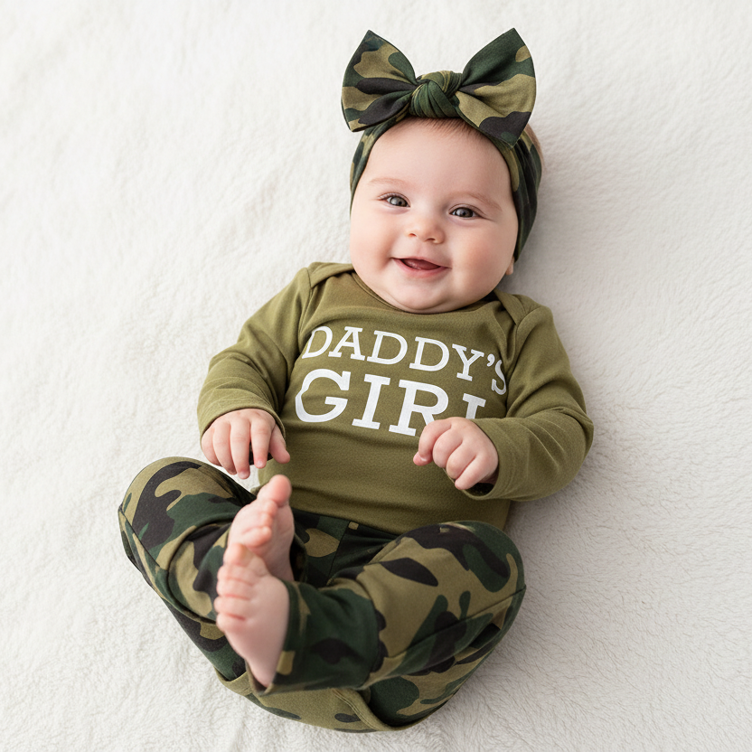 Daddy's Girl & Boy Camo Baby Set