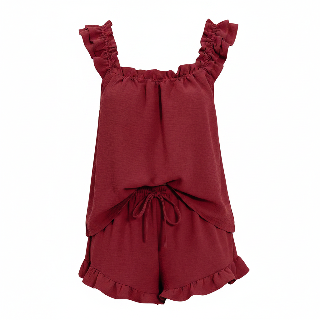 Women's Ruffle Two-Piece Shorts Set