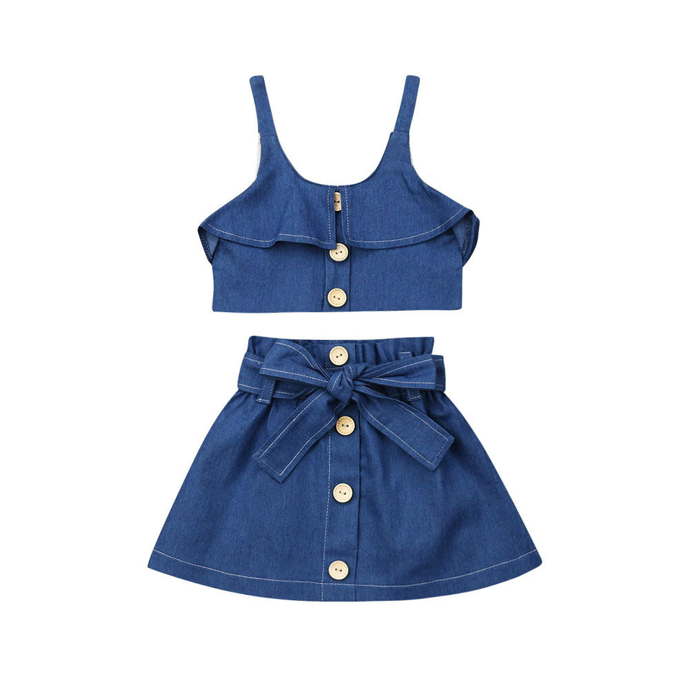 Girls Spaghetti Top And Skirt