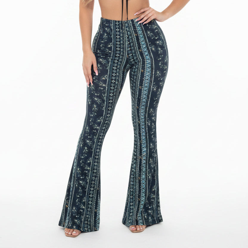 High Elastic Tight Pants Slim Sexy Print Trousers Womens Clothing