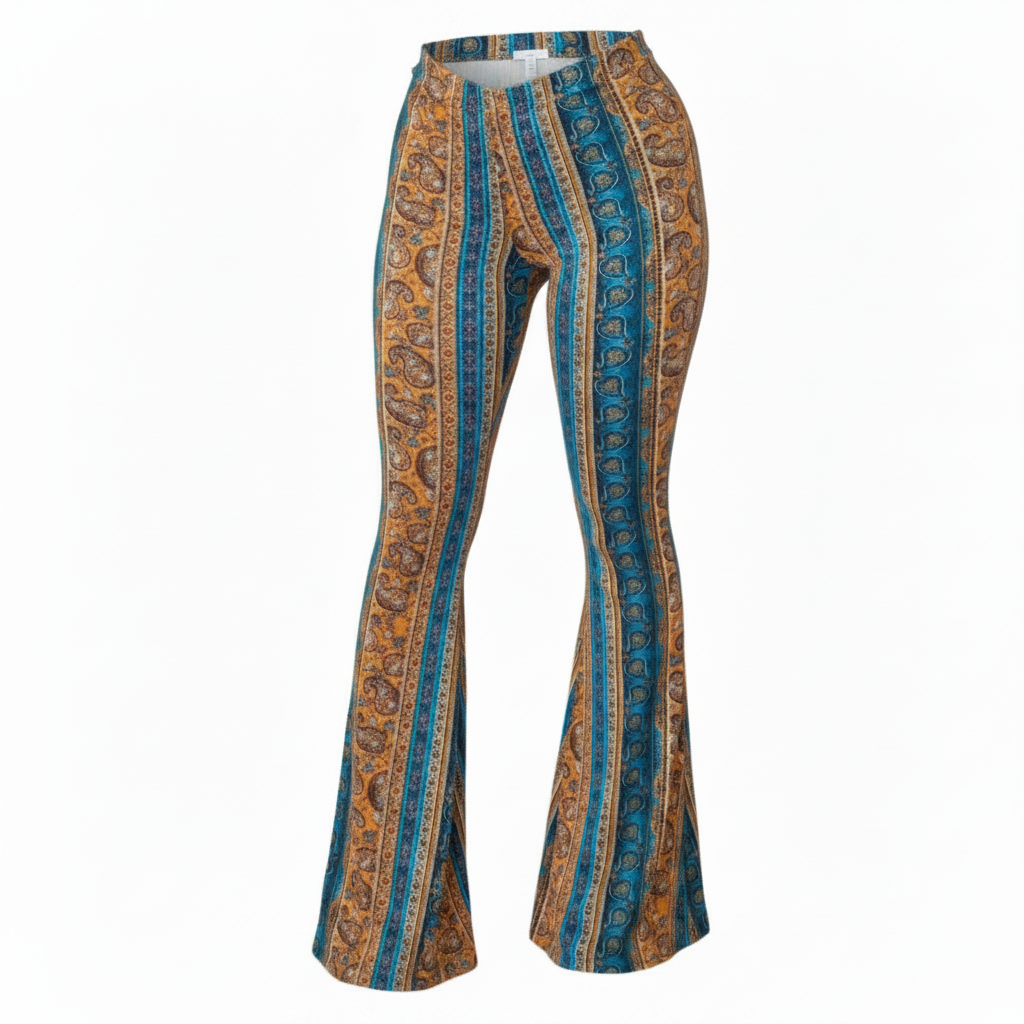 Printed Bell-Bottom Flare Pants