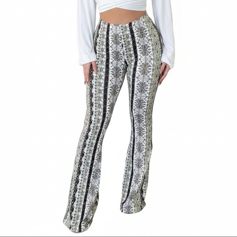 High Elastic Tight Pants Slim Sexy Print Trousers Womens Clothing