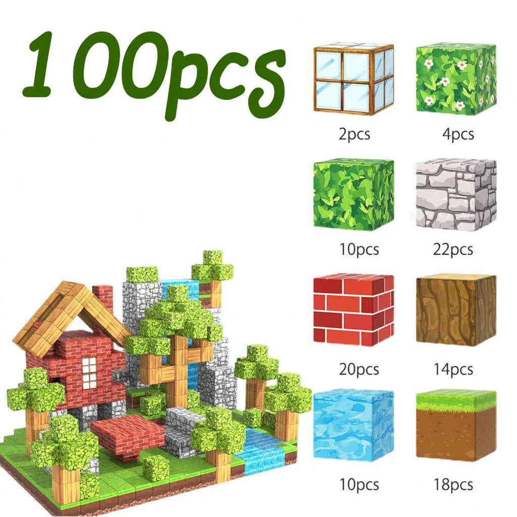Set Minecraft Magnetic Building Blocks Children Kids Educational Toy Gifts