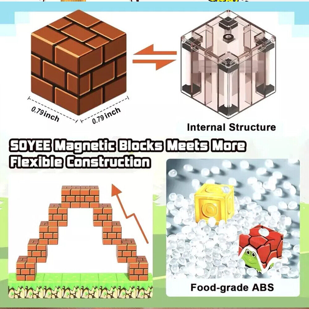 Set Minecraft Magnetic Building Blocks Children Kids Educational Toy Gifts