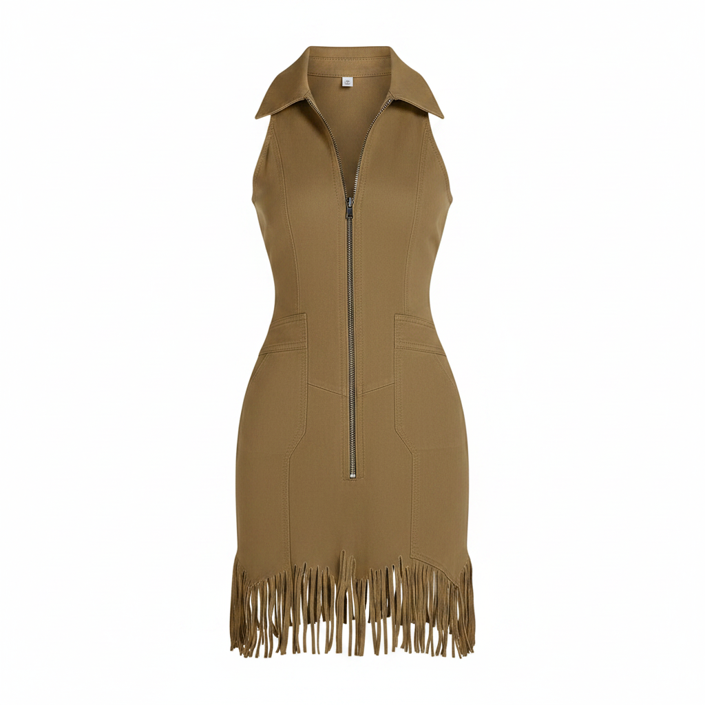 Sleeveless Fringe Hem Party Dress