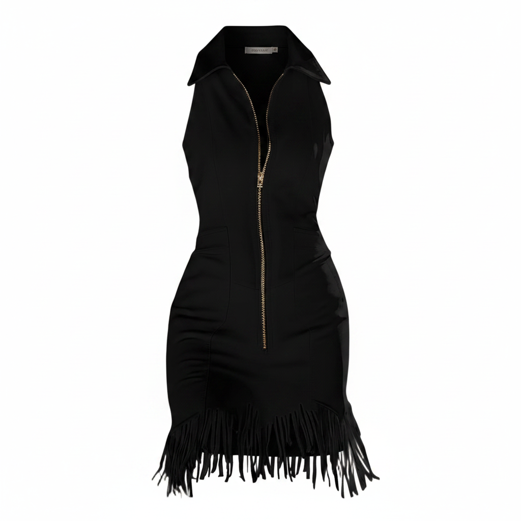 Sleeveless Fringe Hem Party Dress