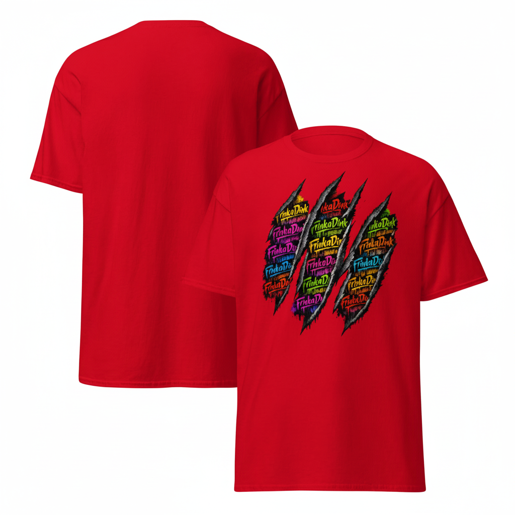 Frinkadink Claw Mark Tee - Red, White Background