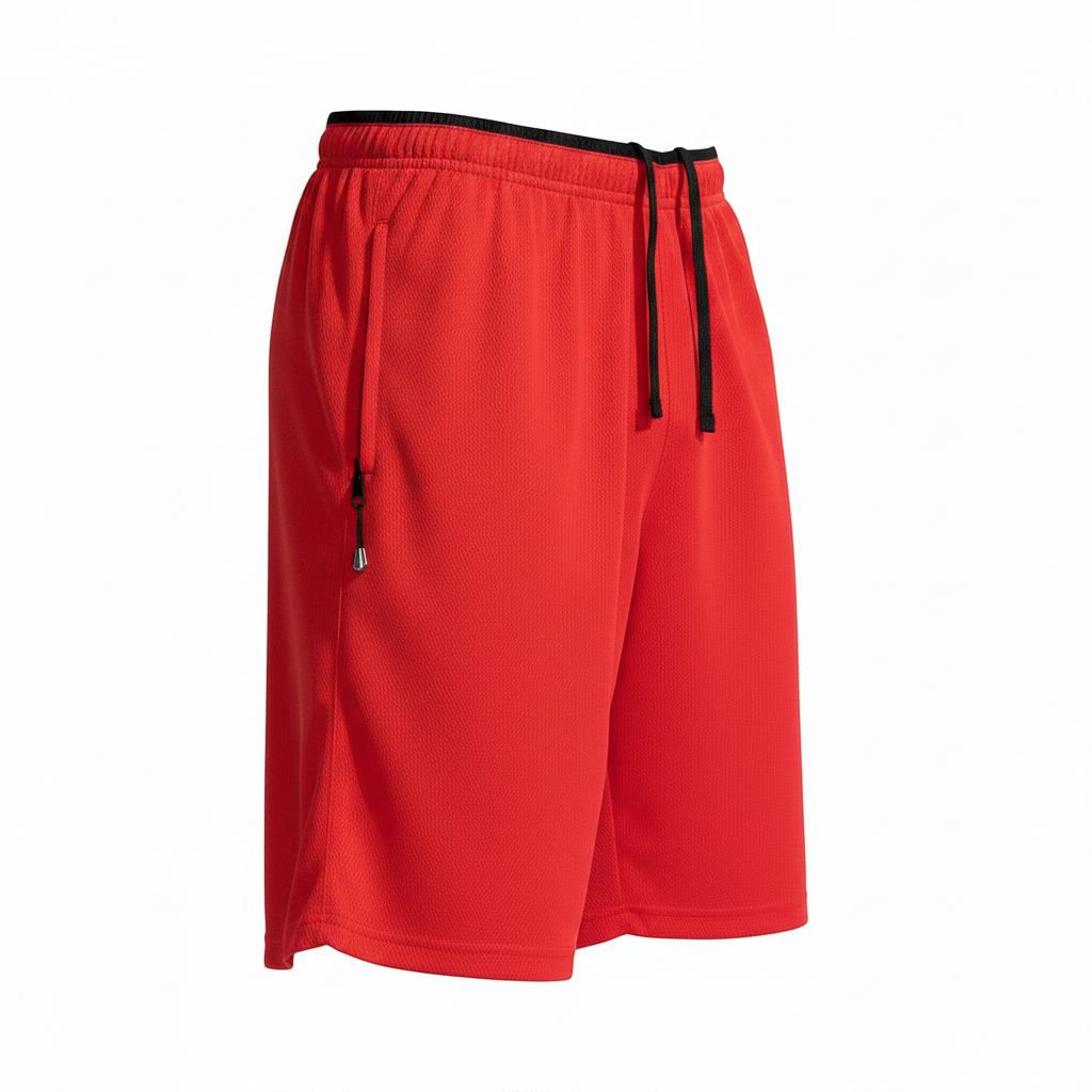 Red Shorts Side Zipper View