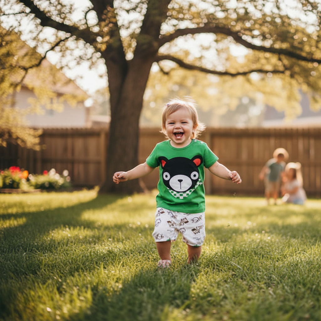 Toddler Girl in Bear Set - Outdoor